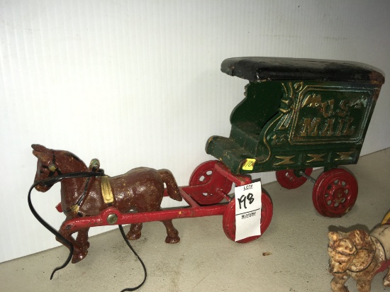 Cast-iron US mail horse and wagon