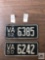 Two vintage Virginia 4 digit license plates