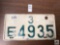 Vintage license plate, E4935