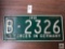 U.S. FORCES in GERMANY 1959 license plate, B-2326