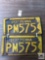 Pair of 1937 Pennsylvania antique license plates, 5 digit