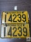 Pair of antique 1932 Pennsylvania license plates, 5 digit
