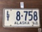 Vintage 1962 Alaska license plate