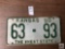 Vintage 1950 Kansas license plate