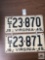 Two Virginia license plates, consecutive numbers #23-870 and 23-871
