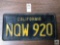 California vintage license plate