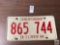 Illinois 1966 License Plate