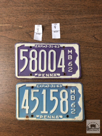 Two 1962 Five Digit Motor Boat License Plates