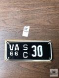 NOS Vintage 1966 Virginia Tag with stacked SC and two digit number