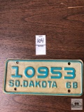 South Dakota 5 digit 1968 license plate