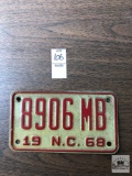 1968 North Carolina license plate, 8906 MB