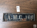 Antique 1937 Metal plate 