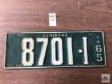 Suriname 1965 license plate