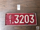 Vintage 1961 Belgium license plate