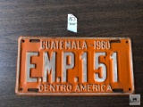 Guatemalan 1960 license plate