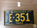 Vintage license plate, Curacao, 1965