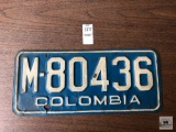 Colombia license plate