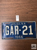 Vintage 1966 license plate, Aruba