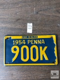 Vintage 1954 Pa 4 digit license plate