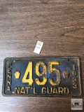 Rare Antique 1933 Penna. Nat'l Guard license plate, #495