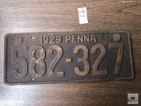Antique 1929 Pennsylvania license plate
