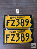 Pair of 1940 Pennsylvania license plates