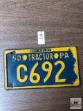 Vintage 1950 Tractor license plate, 4 digit, C692