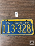 Vintage 1958 Pennsylvania Tractor license plate