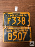 Two 1952 Pennsylvania Tractor license plates