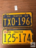 Two vintage Pennsylvania Tractor license plates