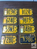 Eight 1960 era Motorcycle Pa License plates.