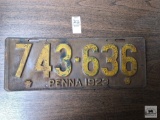 Antique 1923 Pennsylvania license plate