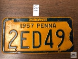 Vintage 1957 Penna. license plate