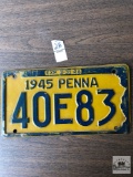 Antique 1945 Pennsylvania license plate