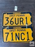 Two 1957 Pennsylvania license plates