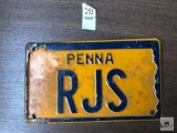 Vintage Pa vanity plate, 