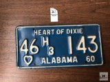 Vintage 1960 Alabama license plate