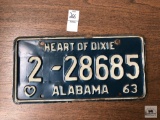 Vintage Alabama 1963 license plate