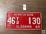 Vintage Alabama 1964 license plate