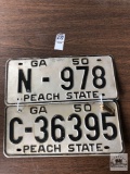Two Georgia, Peach State, 1950 license plates