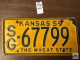 Kansas 1959 license plate