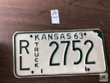 Kansas 1963 TRUCK License plate