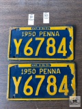 Two matching five character 1950 Auto.Registration Plates