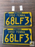 Two matching five character Auto. Registration Plates, 1950