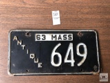 Massachusetts 1963 Antique license plate #649