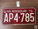 Missouri 1971 license plate