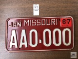 Missouri 1967 license plate