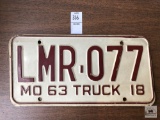 Missouri 1963 Truck license plate