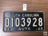 South Dakota 7 digit 1968 license plate