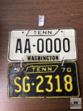 Two vintage Tennessee license plates